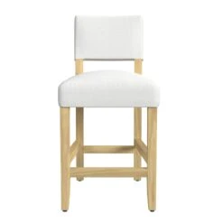 HomePop 26" Open Back Fabric Counter Stool In White And Natural -Chair Promotion Store 2762616 2 L