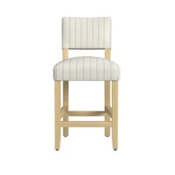 HomePop 26" Open Back Fabric Counter Stool In Cream With Blue & White Stripe 13 HomePop 26" Open Back Fabric Counter Stool In Cream With Blue & White Stripe -Chair Promotion Store 2762617 2 L