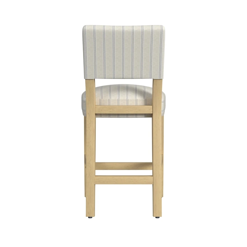 HomePop 26" Open Back Fabric Counter Stool In Cream With Blue & White Stripe 3 HomePop 26" Open Back Fabric Counter Stool In Cream With Blue & White Stripe - Image 3