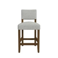 HomePop 26" Open Back Fabric Counter Stool In Gray And Walnut 13 HomePop 26" Open Back Fabric Counter Stool In Gray And Walnut -Chair Promotion Store 2762619 2 L