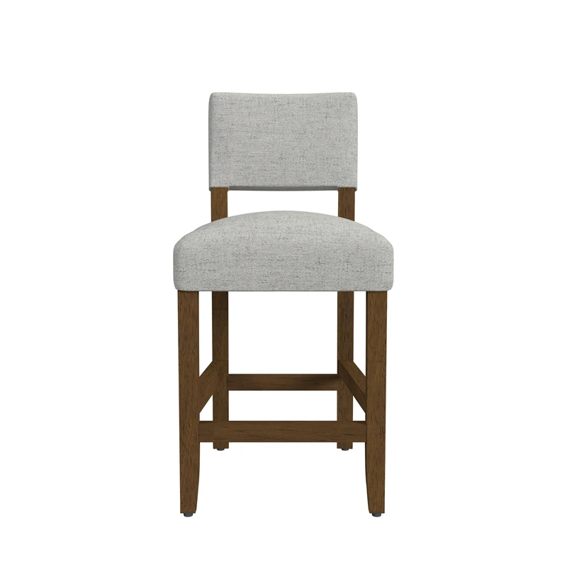 HomePop 26" Open Back Fabric Counter Stool In Gray And Walnut 5 HomePop 26" Open Back Fabric Counter Stool In Gray And Walnut - Image 5