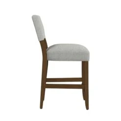 HomePop 26" Open Back Fabric Counter Stool In Gray And Walnut 11 HomePop 26" Open Back Fabric Counter Stool In Gray And Walnut -Chair Promotion Store 2762619 3 L