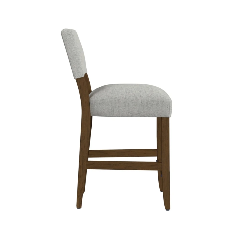 HomePop 26" Open Back Fabric Counter Stool In Gray And Walnut 3 HomePop 26" Open Back Fabric Counter Stool In Gray And Walnut - Image 3