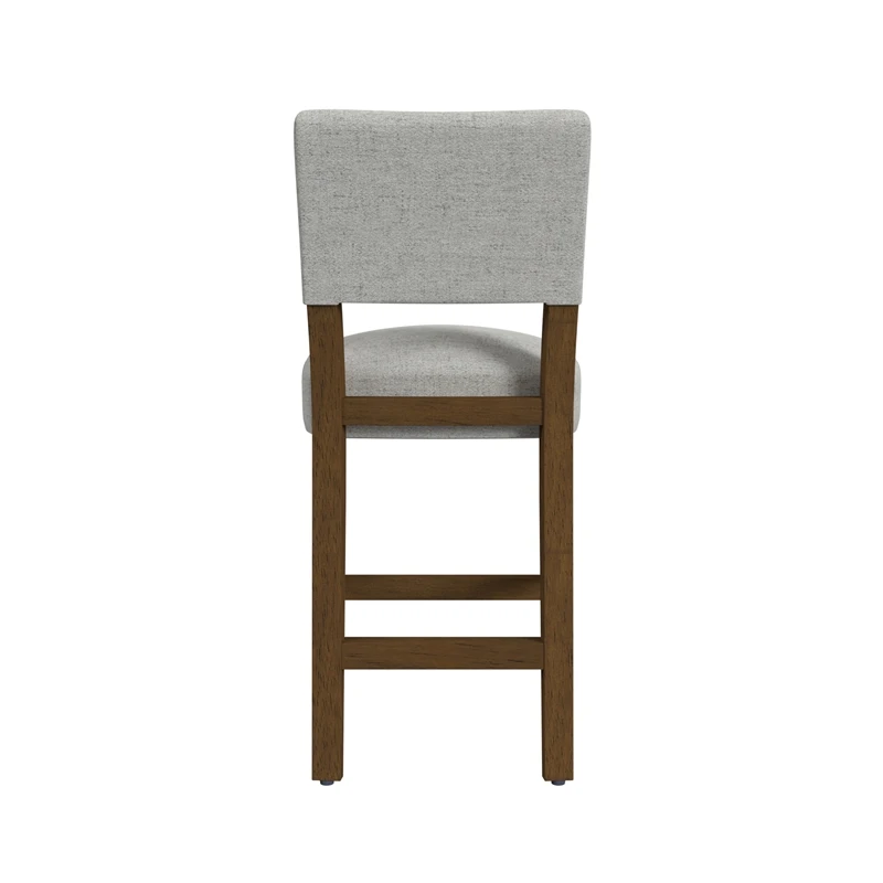 HomePop 26" Open Back Fabric Counter Stool In Gray And Walnut 6 HomePop 26" Open Back Fabric Counter Stool In Gray And Walnut - Image 6