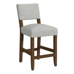 HomePop 26" Open Back Fabric Counter Stool In Gray And Walnut