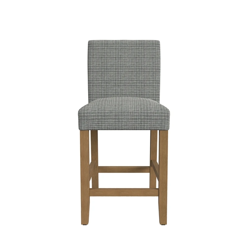 HomePop 25" Classic Upholstered Fabric Counter Stool In Gray Mini Grid Pattern 8 HomePop 25" Classic Upholstered Fabric Counter Stool In Gray Mini Grid Pattern - Image 8