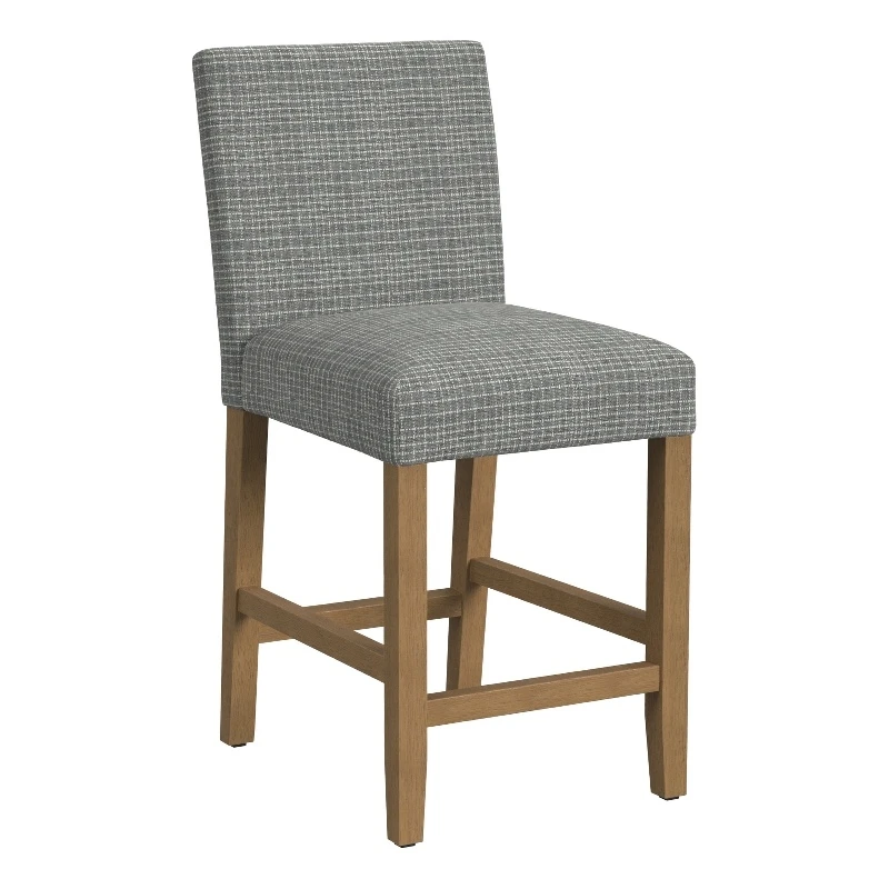 HomePop 25" Classic Upholstered Fabric Counter Stool In Gray Mini Grid Pattern 1 HomePop 25" Classic Upholstered Fabric Counter Stool In Gray Mini Grid Pattern