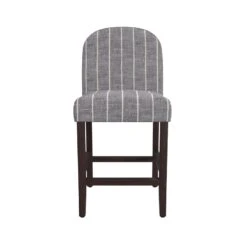 HomePop 27" Upholstered Fabric Counter Stool In Gray/Navy Midnight Stripe -Chair Promotion Store 2762623 2 L