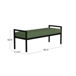 HomePop 17" Transitional Metal & Fabric Sherpa Bench In Loden Green 13 HomePop 17" Transitional Metal & Fabric Sherpa Bench In Loden Green -Chair Promotion Store 2762625 8 L