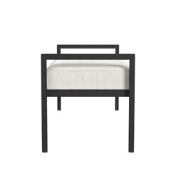 HomePop 17" Transitional Metal & Fabric Sherpa Bench In Cream Boucle -Chair Promotion Store 2762628 3 L