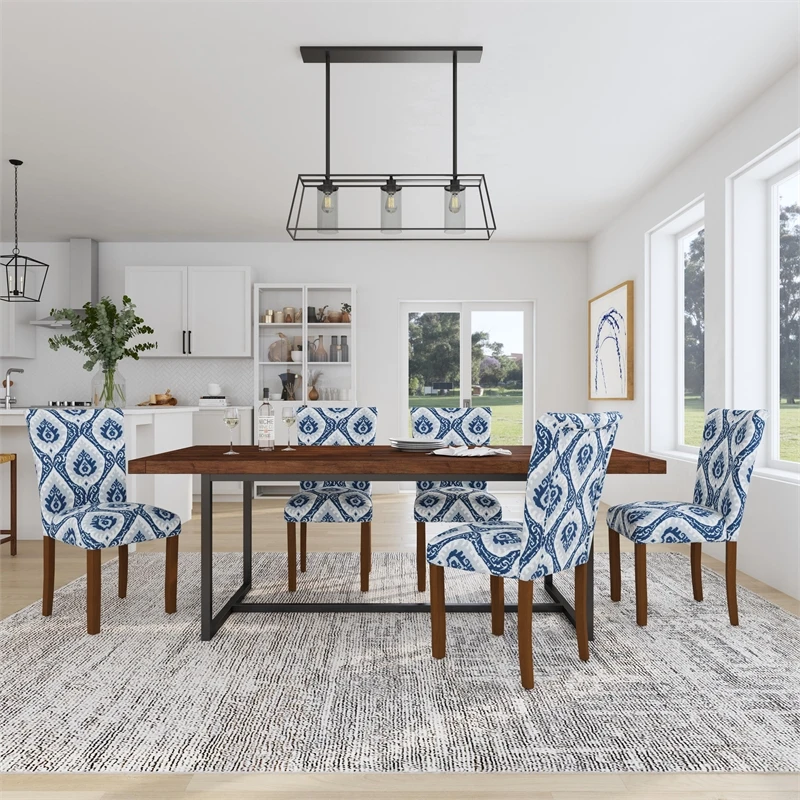 HomePop 21" Fabric Dining Chair In Blue Ikat Medallion Print (Set Of 2) 8 HomePop 21" Fabric Dining Chair In Blue Ikat Medallion Print (Set Of 2) - Image 8