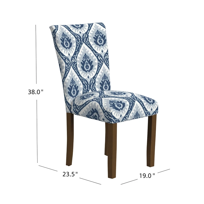 HomePop 21" Fabric Dining Chair In Blue Ikat Medallion Print (Set Of 2) 3 HomePop 21" Fabric Dining Chair In Blue Ikat Medallion Print (Set Of 2) - Image 3