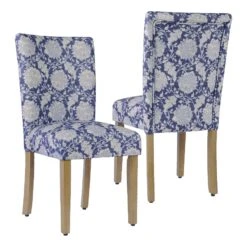 HomePop 21" Fabric Dining Chair In Blue Floral Print (Set Of 2)