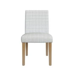 HomePop 19" Fabric Upholstered Dining Chair In Cream Mini Grid Pattern -Chair Promotion Store 2762634 2 L