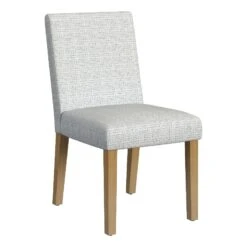 HomePop 19" Fabric Upholstered Dining Chair In Cream Mini Grid Pattern