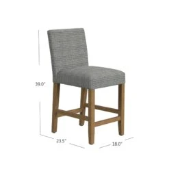 HomePop 19" Fabric Upholstered Dining Chair In Gray Mini Grid Pattern -Chair Promotion Store 2762635 8 L