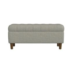 HomePop 18" Button Tufted Fabric & Wood Storage Bench In Gray/Walnut -Chair Promotion Store 2762640 2 L