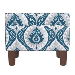 HomePop 18" Medium Fabric Storage Ottoman In Blue Ikat Medallion Print 17 HomePop 18" Medium Fabric Storage Ottoman In Blue Ikat Medallion Print -Chair Promotion Store 2762642 3 L