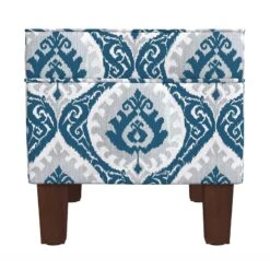 HomePop 18" Medium Fabric Storage Ottoman In Blue Ikat Medallion Print 18 HomePop 18" Medium Fabric Storage Ottoman In Blue Ikat Medallion Print -Chair Promotion Store 2762642 4 L