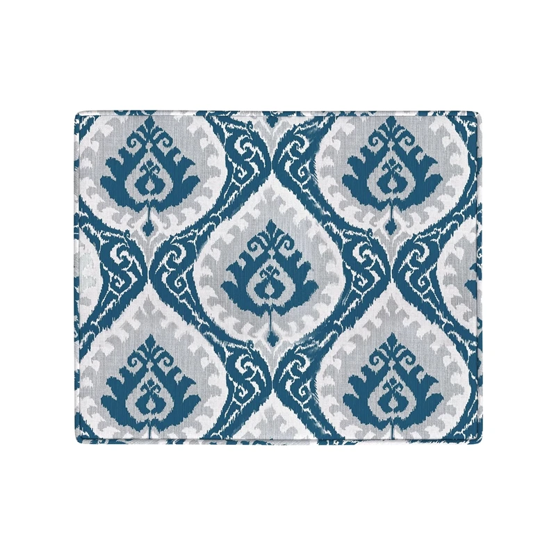 HomePop 18" Medium Fabric Storage Ottoman In Blue Ikat Medallion Print 4 HomePop 18" Medium Fabric Storage Ottoman In Blue Ikat Medallion Print - Image 4