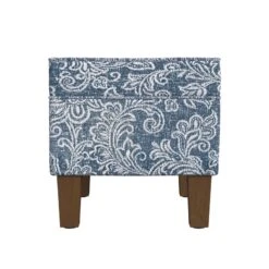 HomePop 18" Medium Fabric Storage Ottoman In Blue Denim Jacobean Print -Chair Promotion Store 2762643 3 L