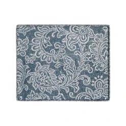 HomePop 18" Medium Fabric Storage Ottoman In Blue Denim Jacobean Print -Chair Promotion Store 2762643 4 L