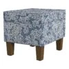 HomePop 18" Medium Fabric Storage Ottoman In Blue Denim Jacobean Print