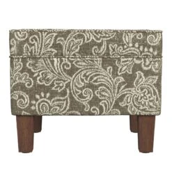 HomePop 18" Medium Fabric Storage Ottoman In Brown Jacobean Print -Chair Promotion Store 2762644 2 L