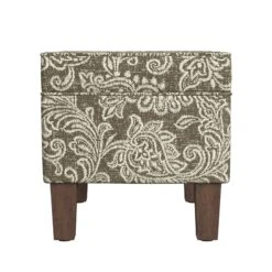 HomePop 18" Medium Fabric Storage Ottoman In Brown Jacobean Print -Chair Promotion Store 2762644 3 L