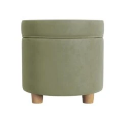 HomePop 18" Transitional Round Fabric Storage Ottoman In Light Sage Green 12 HomePop 18" Transitional Round Fabric Storage Ottoman In Light Sage Green -Chair Promotion Store 2762648 2 L