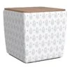 HomePop 19" Transitional Fabric Storage Ottoman With Wood Top In Cream/Sage