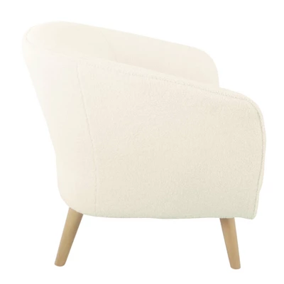Sherpa Accent Chair With Wood Legs Cream - HomePop 2 Sherpa Accent Chair With Wood Legs Cream - HomePop - Image 2