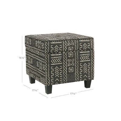 Square Storage Ottoman With Lift Off Top Onyx - HomePop 1 Square Storage Ottoman With Lift Off Top Onyx - HomePop