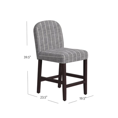Rounded Back Woven Stripe Upholstered Counter Height Barstool Midnight - HomePop 7 Rounded Back Woven Stripe Upholstered Counter Height Barstool Midnight - HomePop - Image 7