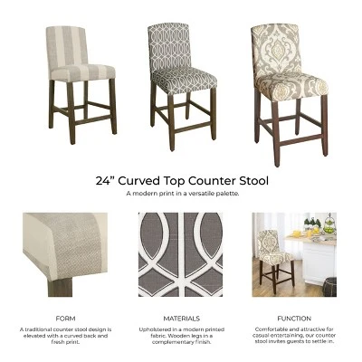24" Curved Top Counter Height Barstool - HomePop 4 24" Curved Top Counter Height Barstool - HomePop - Image 4