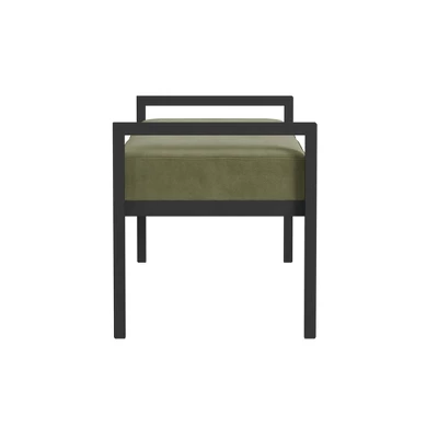 Modern Metal Bench Light Sage Green Velvet - HomePop 3 Modern Metal Bench Light Sage Green Velvet - HomePop - Image 3
