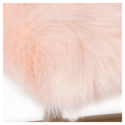 Faux Fur Rectangle Bench - Pink - HomePop 6 Faux Fur Rectangle Bench - Pink - HomePop - Image 6