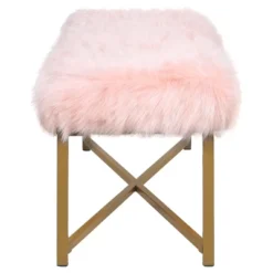Faux Fur Rectangle Bench - Pink - HomePop 9 Faux Fur Rectangle Bench - Pink - HomePop -Chair Promotion Store GUEST 51e58d1f 9832 4f39 96f6 ea2862013930