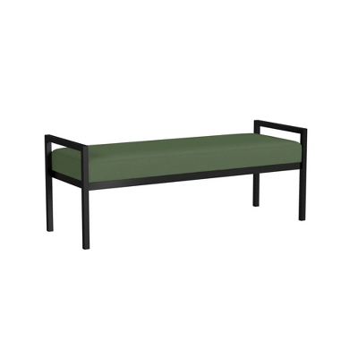 Modern Metal Bench Loden Green Velvet - HomePop 1 Modern Metal Bench Loden Green Velvet - HomePop