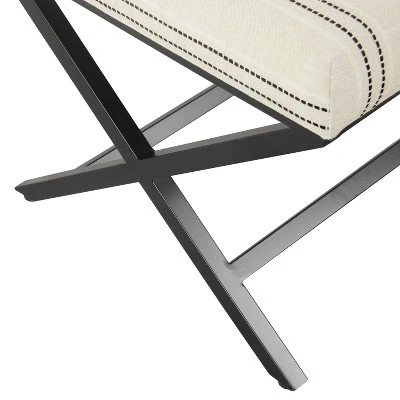 Modern Metal X Base Ottoman - HomePop 5 Modern Metal X Base Ottoman - HomePop - Image 5