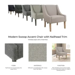 Modern Swoop Accent Chair With Nailhead Trim - Homepop -Chair Promotion Store GUEST 580ea3b7 ee9b 41be 9cc2 36be219f1e7b