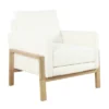 Wood Frame Accent Chair Cream Boucle - HomePop