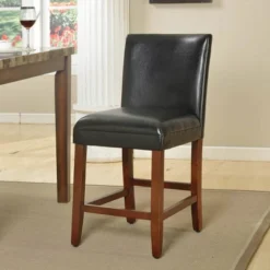 24" Faux Leather Luxury Counter Height Barstool - HomePop -Chair Promotion Store GUEST 5ab10325 6e34 4e99 8c9c 4cad967d24d9