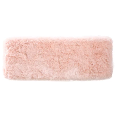 Faux Fur Rectangle Bench - Pink - HomePop 4 Faux Fur Rectangle Bench - Pink - HomePop - Image 4
