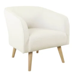 Sherpa Accent Chair With Wood Legs Cream - HomePop