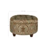 Button Tufted Round Storage Ottoman Brown Paisley - HomePop