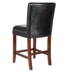 24" Faux Leather Luxury Counter Height Barstool - HomePop -Chair Promotion Store GUEST 6a478ac9 1b0a 4076 8929 8501fe6dc58a