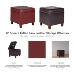 Square Tufted Faux Leather Storage Ottoman - HomePop -Chair Promotion Store GUEST 6b58fcb7 befa 4d66 b424 e02ef0039785