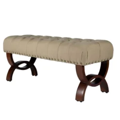 Carolina Tufted Bench With Nailhead Trim Cream - HomePop -Chair Promotion Store GUEST 6c17bd2a 7231 4c76 b2f6 b2848bfabf9c