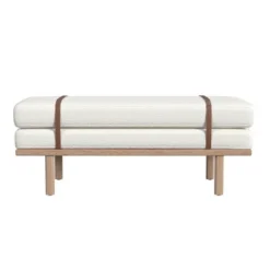 Upholstered Bench With Wood Base Cream Boucle - HomePop -Chair Promotion Store GUEST 84ec80c1 573c 4410 83c7 f9dfcbfd0c7d